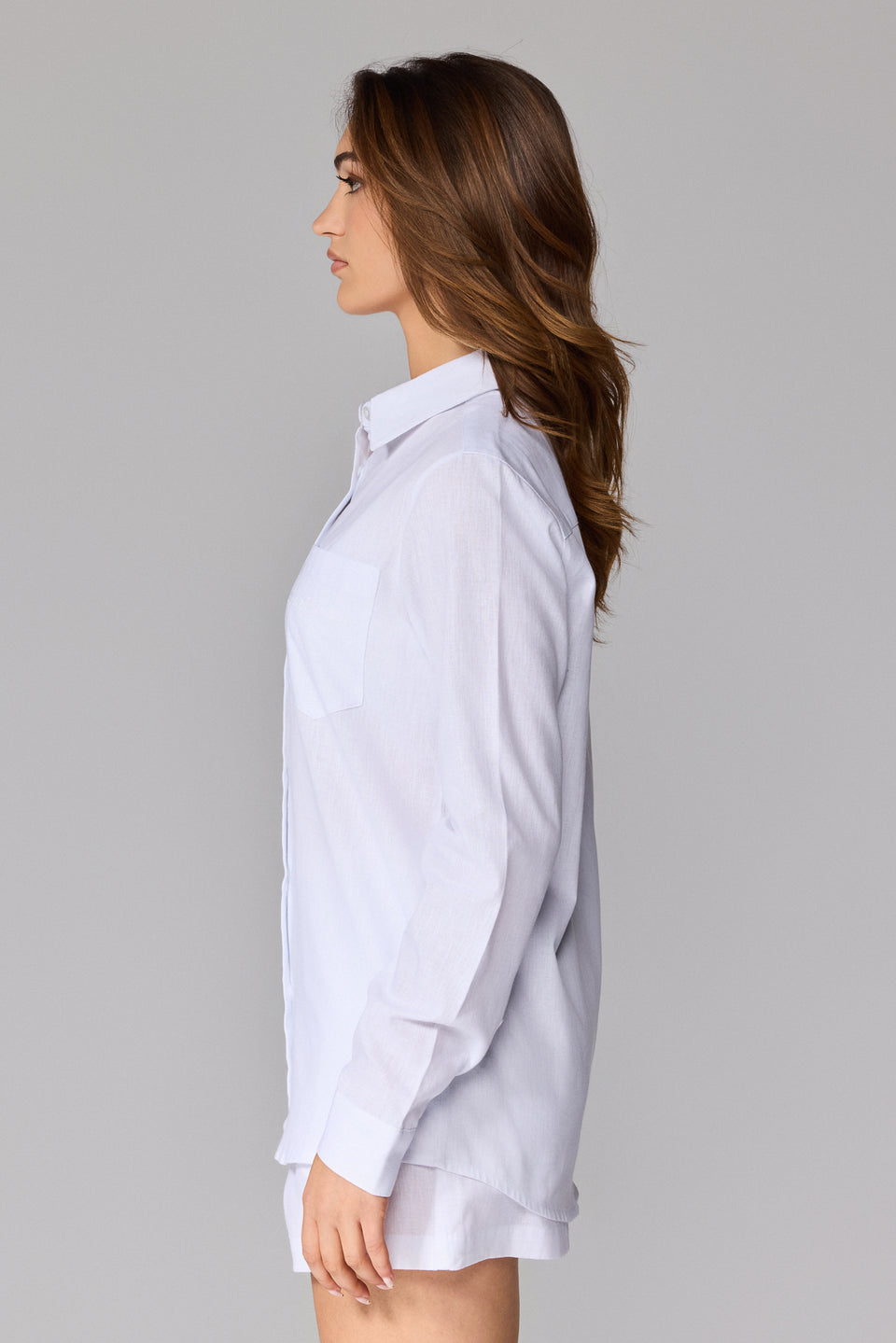 Women's Linen Long Sleeve Shirt - White