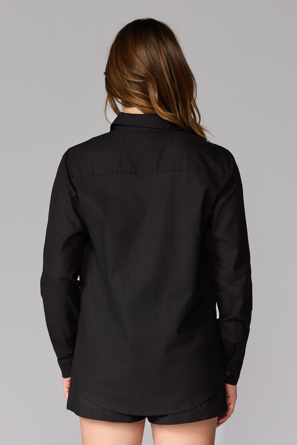 Women's Linen Long Sleeve Shirt - Black