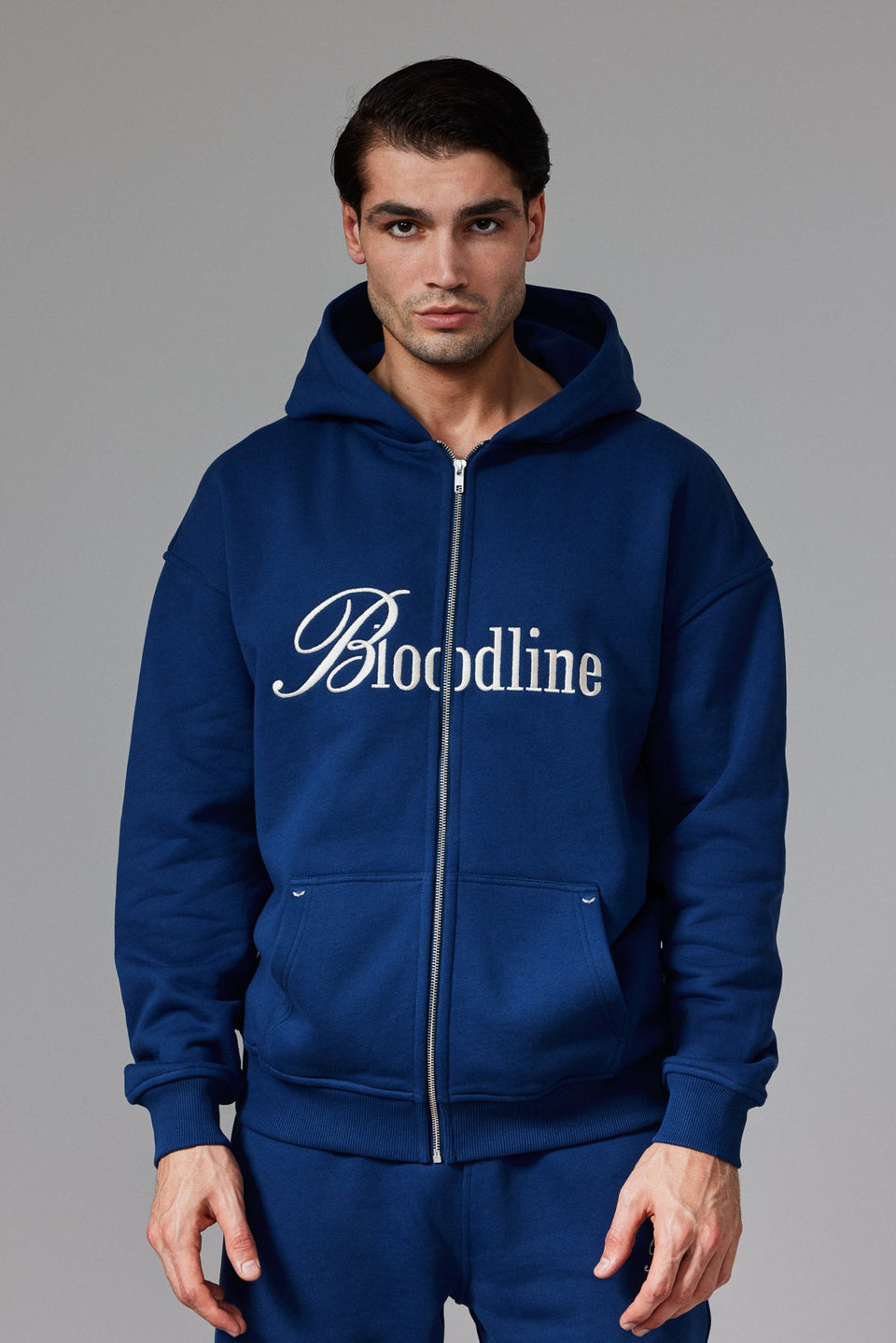 Bloodline Zipped Hoodie - Navy Blue