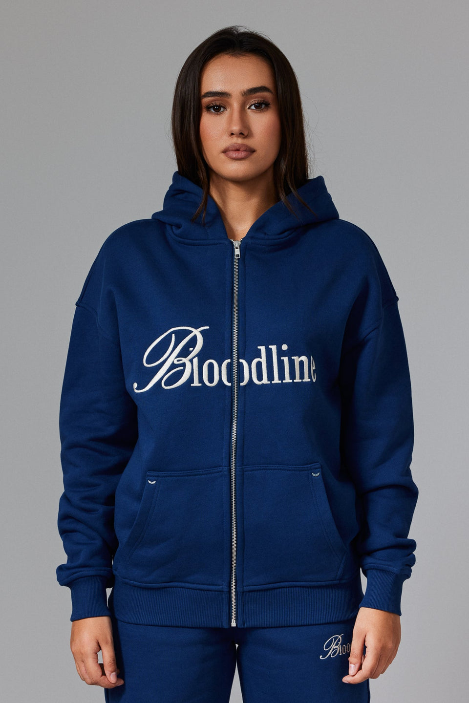 Bloodline Zipped Hoodie - Navy Blue