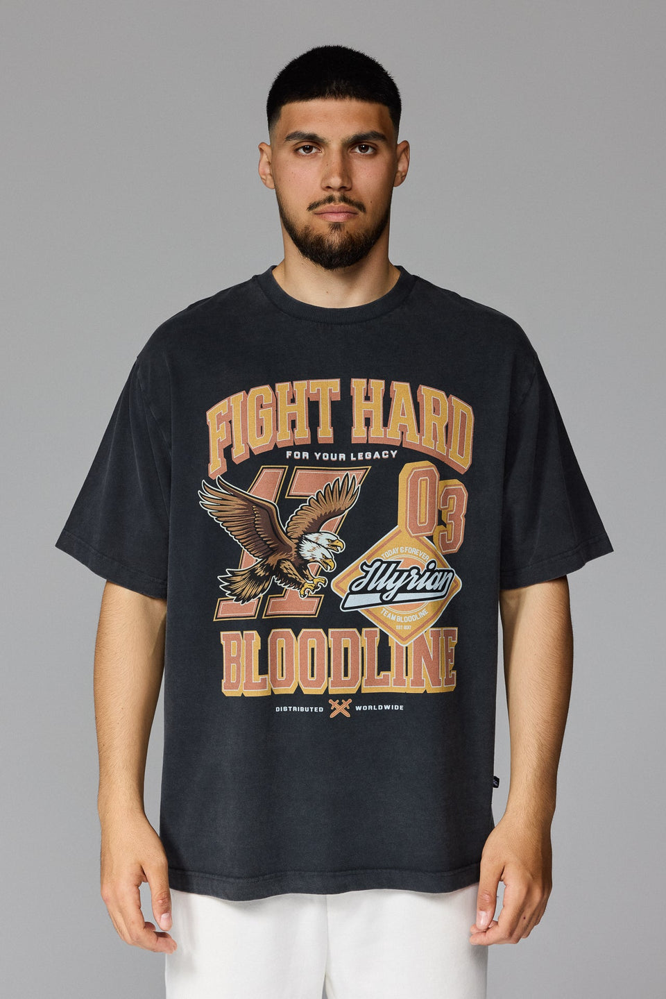Fight Hard T-shirt - Washed Black