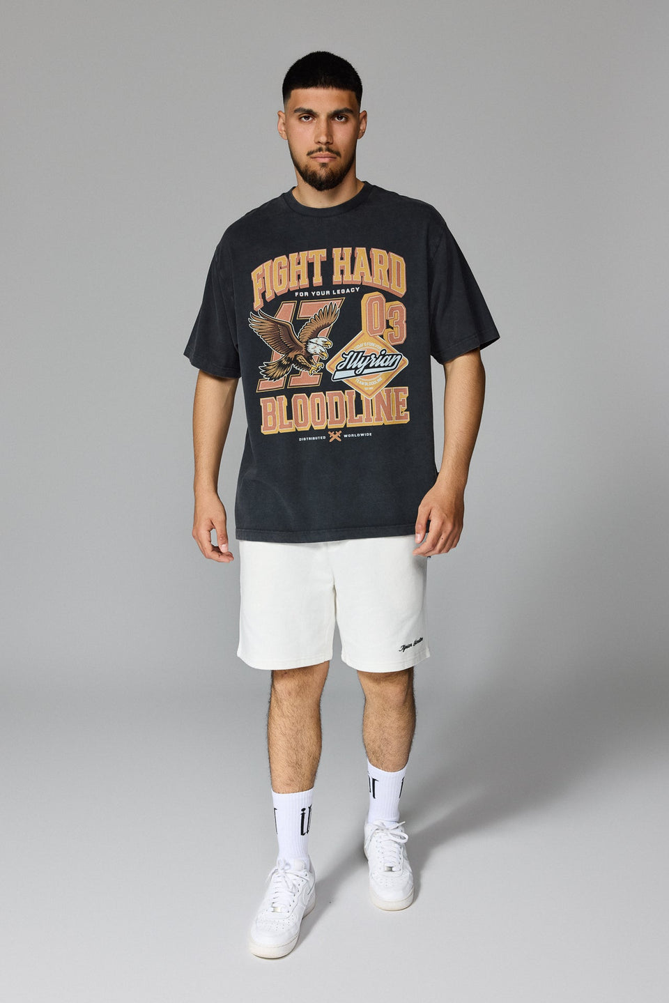 Fight Hard T-shirt - Washed Black