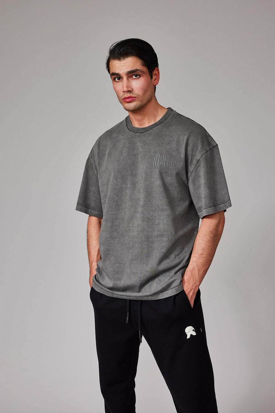 Illyrian Chest Logo Tee - Washed Grey