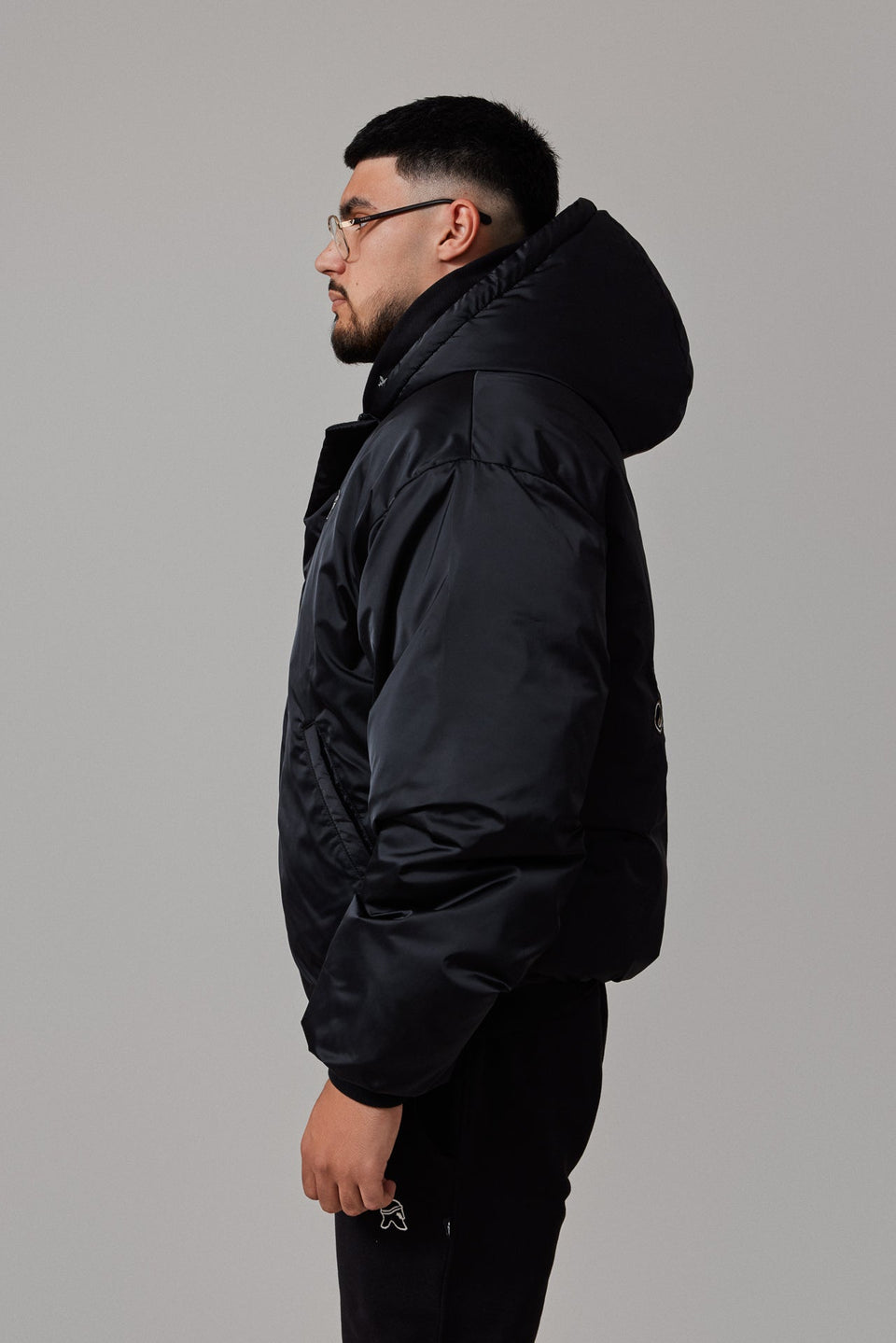 Hooded Bomber Jacket - Black