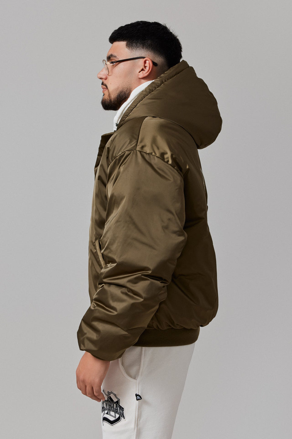 Hooded Bomber Jacket - Khaki