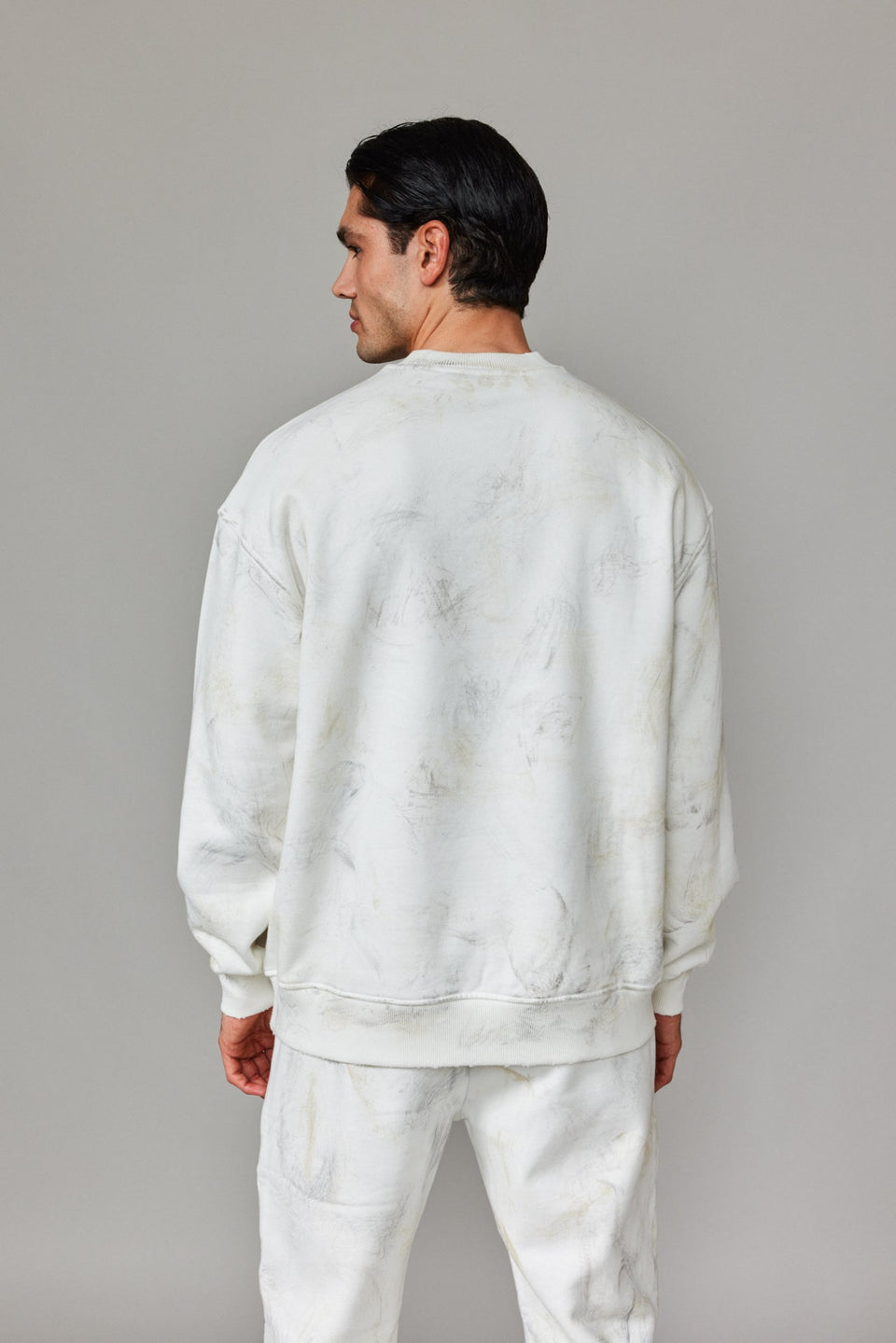 Stained Fleece Sweater - White