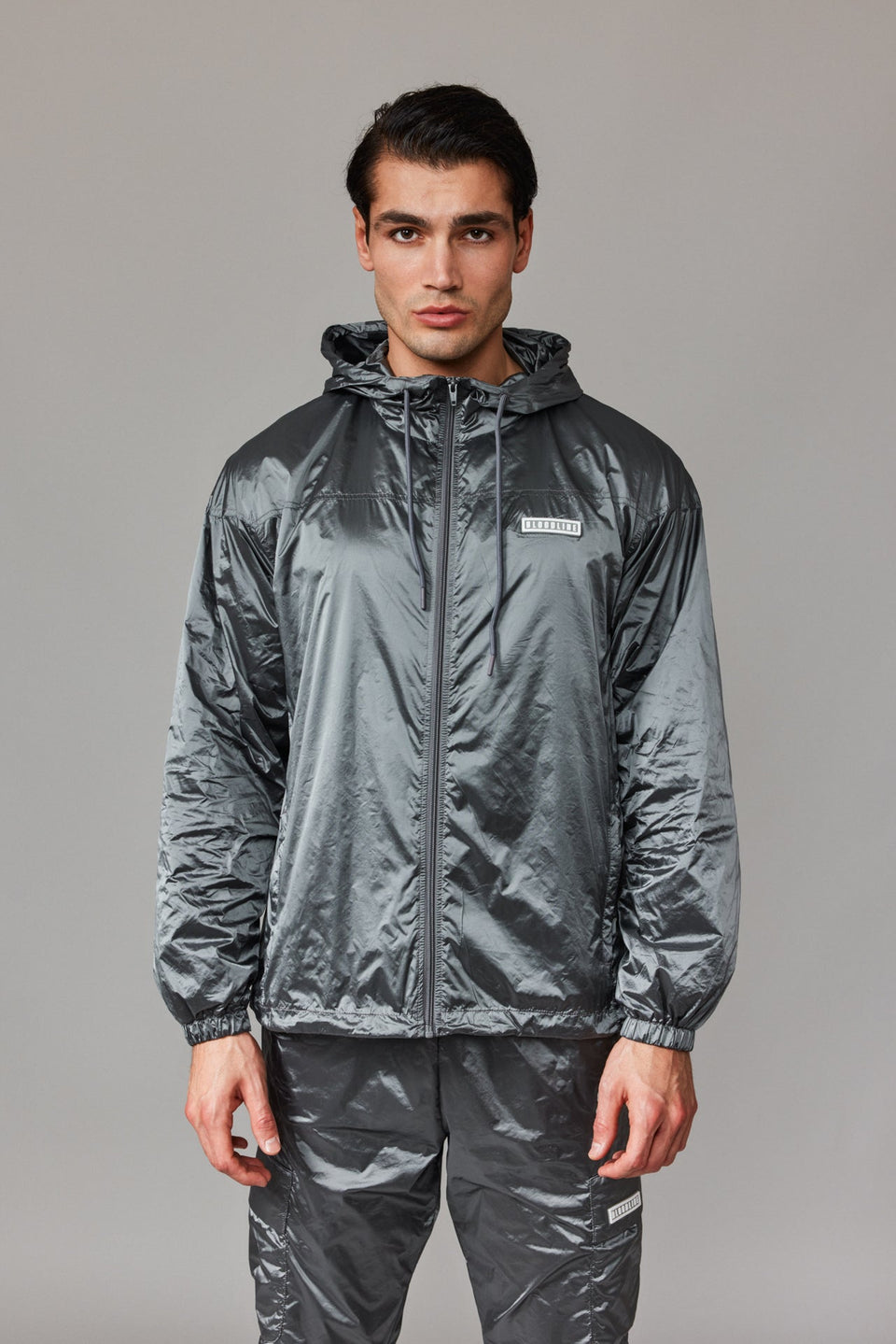 Men Windbreaker Jacket - Silver